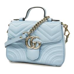 Gucci Handbag GG Marmont 547260 Leather Light Blue Ladies