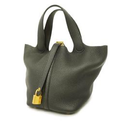 Hermes Handbag Picotan Lock PM Z Engraved Taurillon Clemence Black Ladies