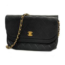 Chanel Shoulder Bag Matelasse Lambskin Black Ladies