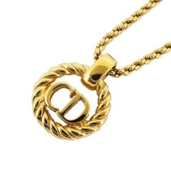 Christian Dior Necklace CD Circle GP Plated Gold Ladies