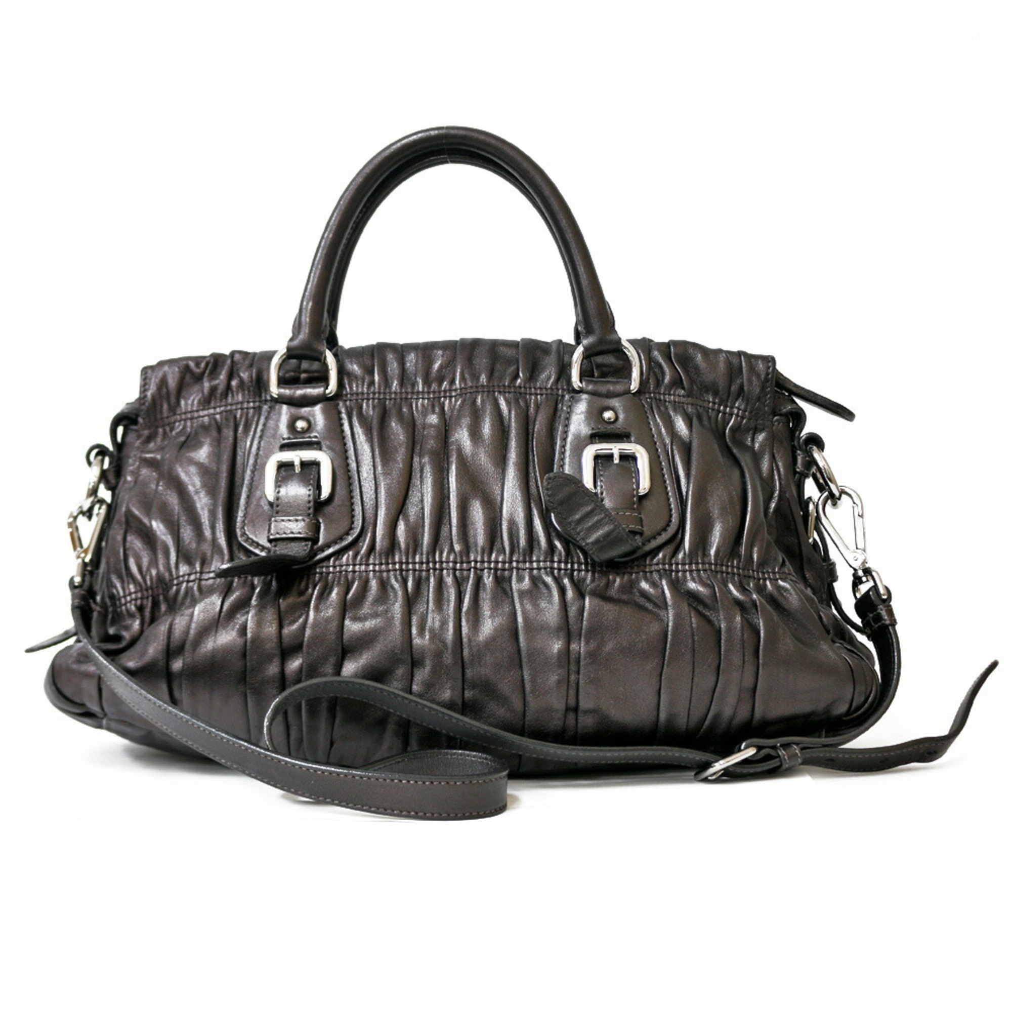 Prada shoulder bag leather black ladies PRADA 2way BRB01000000001355