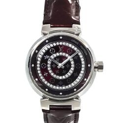Louis Vuitton LOUIS VUITTON Tambour Disc Amaranto Diamon GM Q111C Men's Watch Diamond Quartz