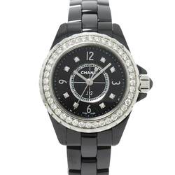 CHANEL J12 29mm H2571 Diamond Bezel Ladies Watch Black Ceramic 8P Quartz