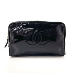 CHANEL Cocomark Pouch Patent Leather Black Ladies