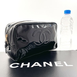 CHANEL Cocomark Pouch Patent Leather Black Ladies
