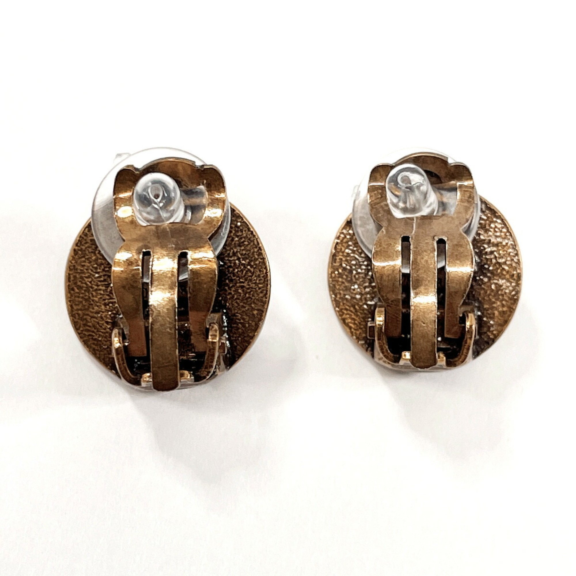 CHANEL Cocomark Vintage Earrings Metal Gold 97 A Stamp Women's