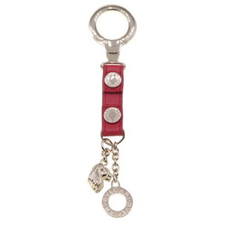 BVLGARI Key Ring 227381 Red Leather Keychain Bag Charm Ladies