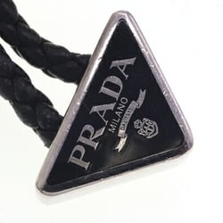 Prada Bracelet Braid Knapper Leather 2IB288 Black Men's Women's Triangle PRADA