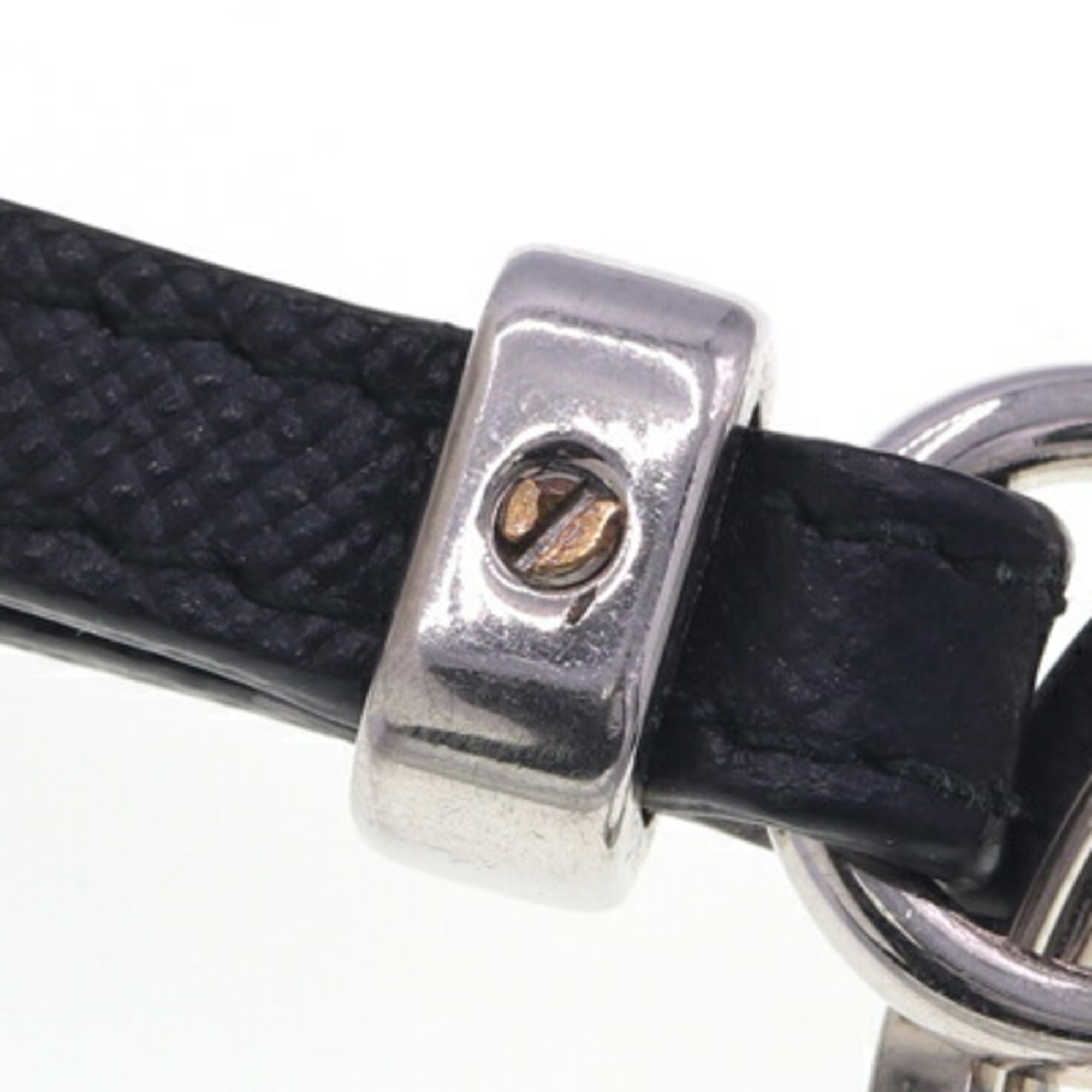 PRADA Keychain Black Leather Key Ring Bag Charm Ladies Men's