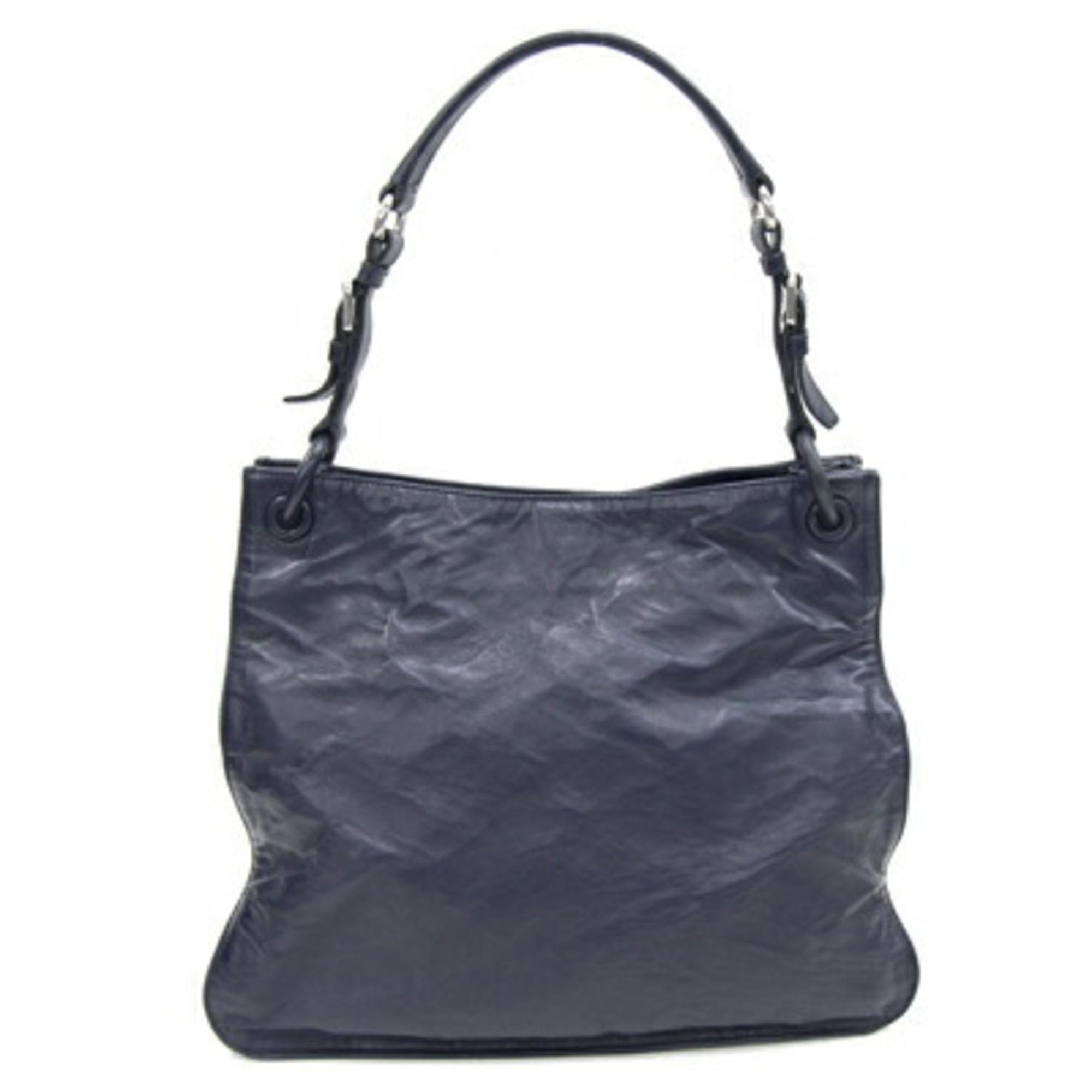 Prada Bag Navy Leather Wrinkle Processing Women's PRADA