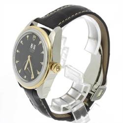 TUDOR Glamor Double Date Combi 57103 Men's Watch 11P Diamond Black Dial YG Yellow Gold Automatic