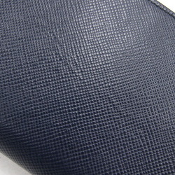 Prada Round Long Wallet 2ML220 Navy Leather Men's Travel Case Organizer PRADA