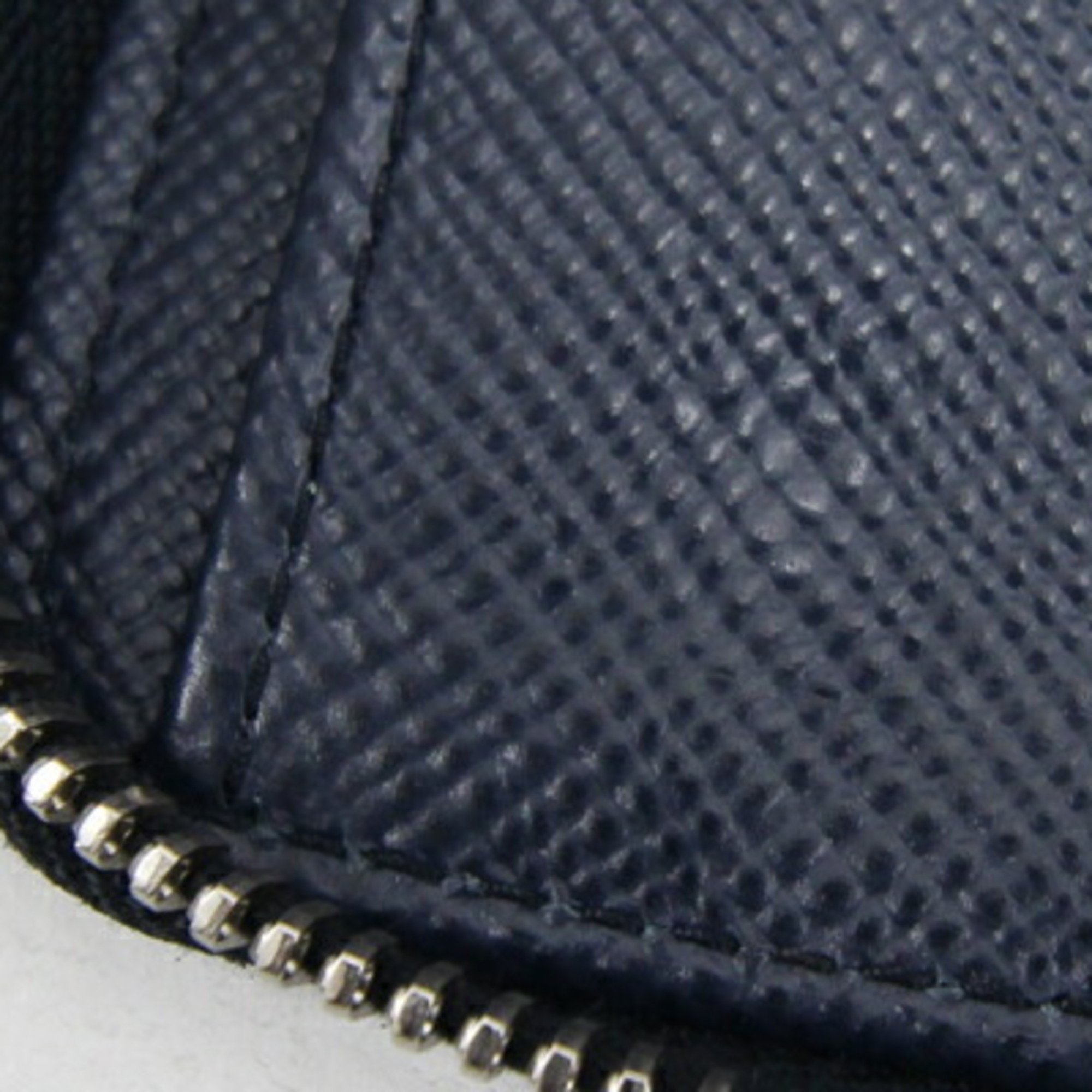 Prada Round Long Wallet 2ML220 Navy Leather Men's Travel Case Organizer PRADA