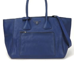 Prada tote bag shoulder BN2795 leather blue ladies PRADA bluette