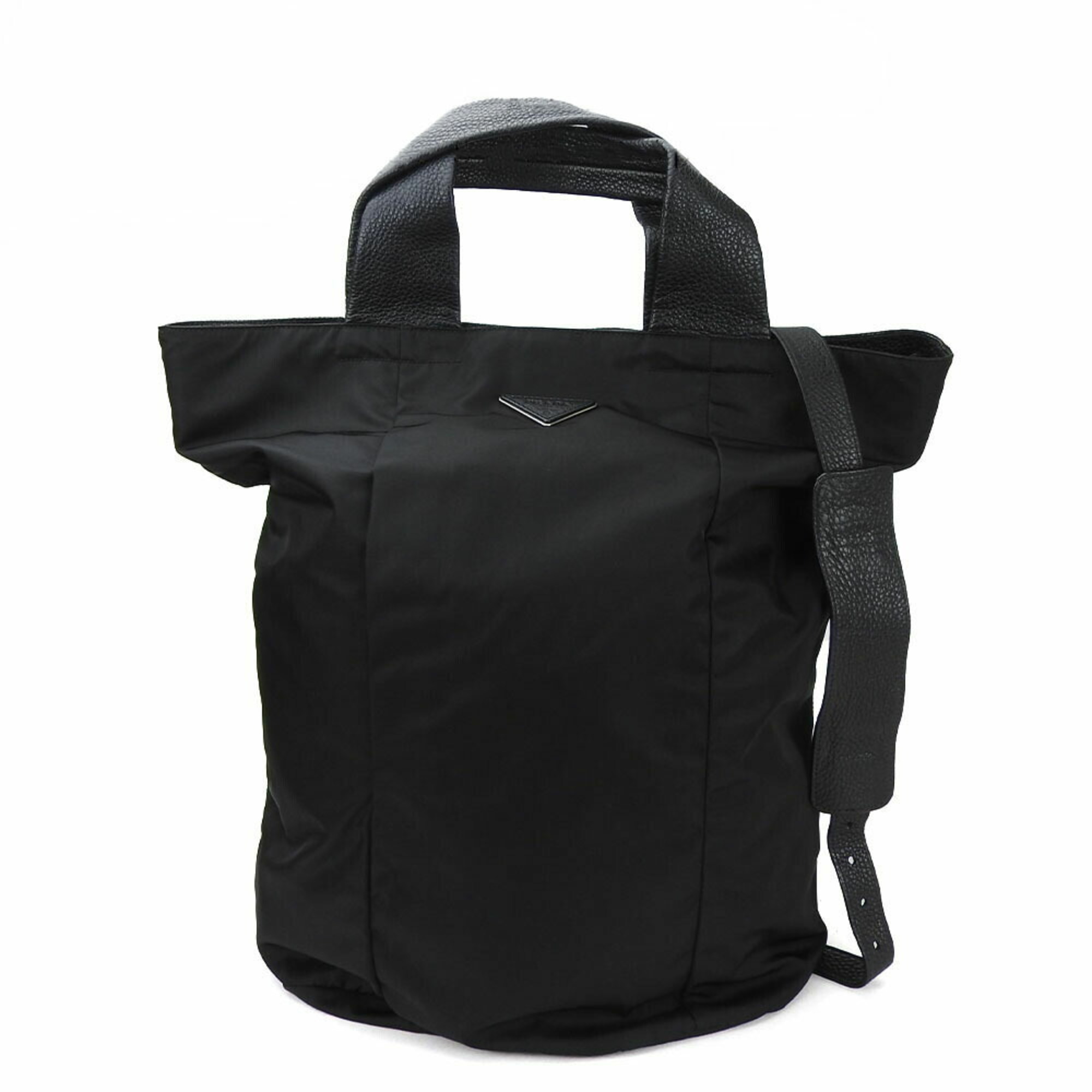 Prada tote bag shoulder large nylon black leather ladies PRADA NERO