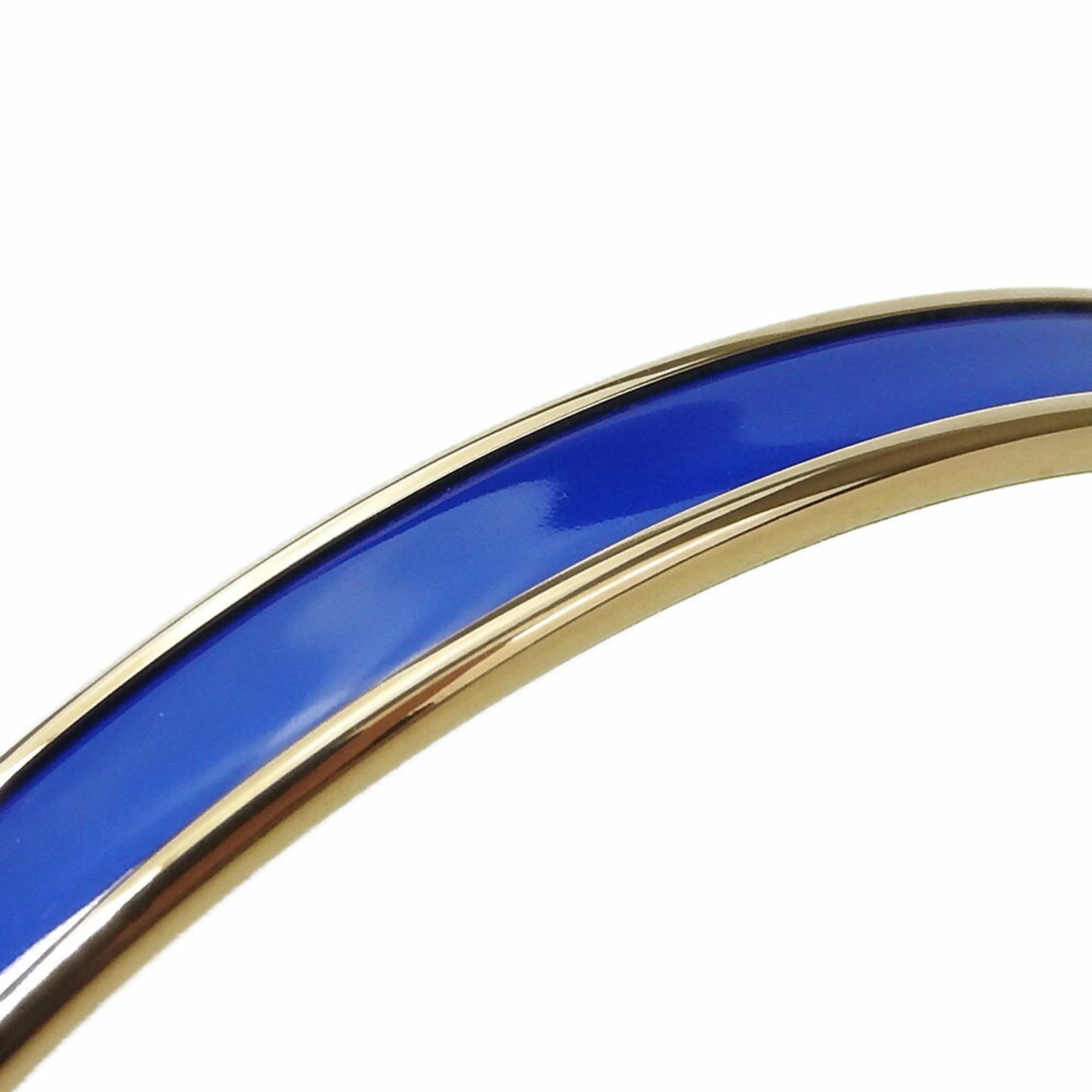 Hermes Bangle Uni Metal Enamel Gold Blue Bracelet GP Women's HERMES