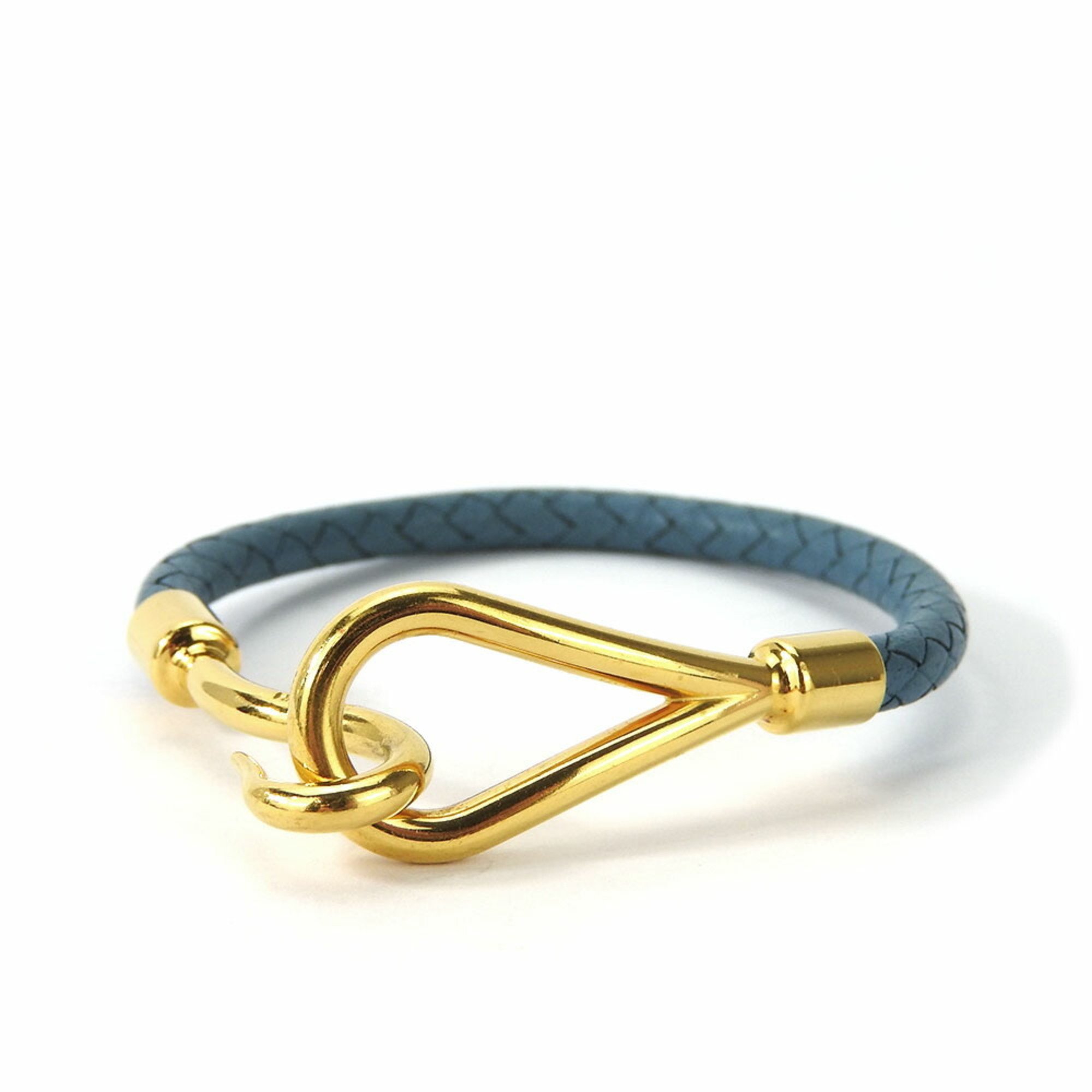 Hermes Bracelet Jumbo Leather Metal Blue GP Women's HERMES