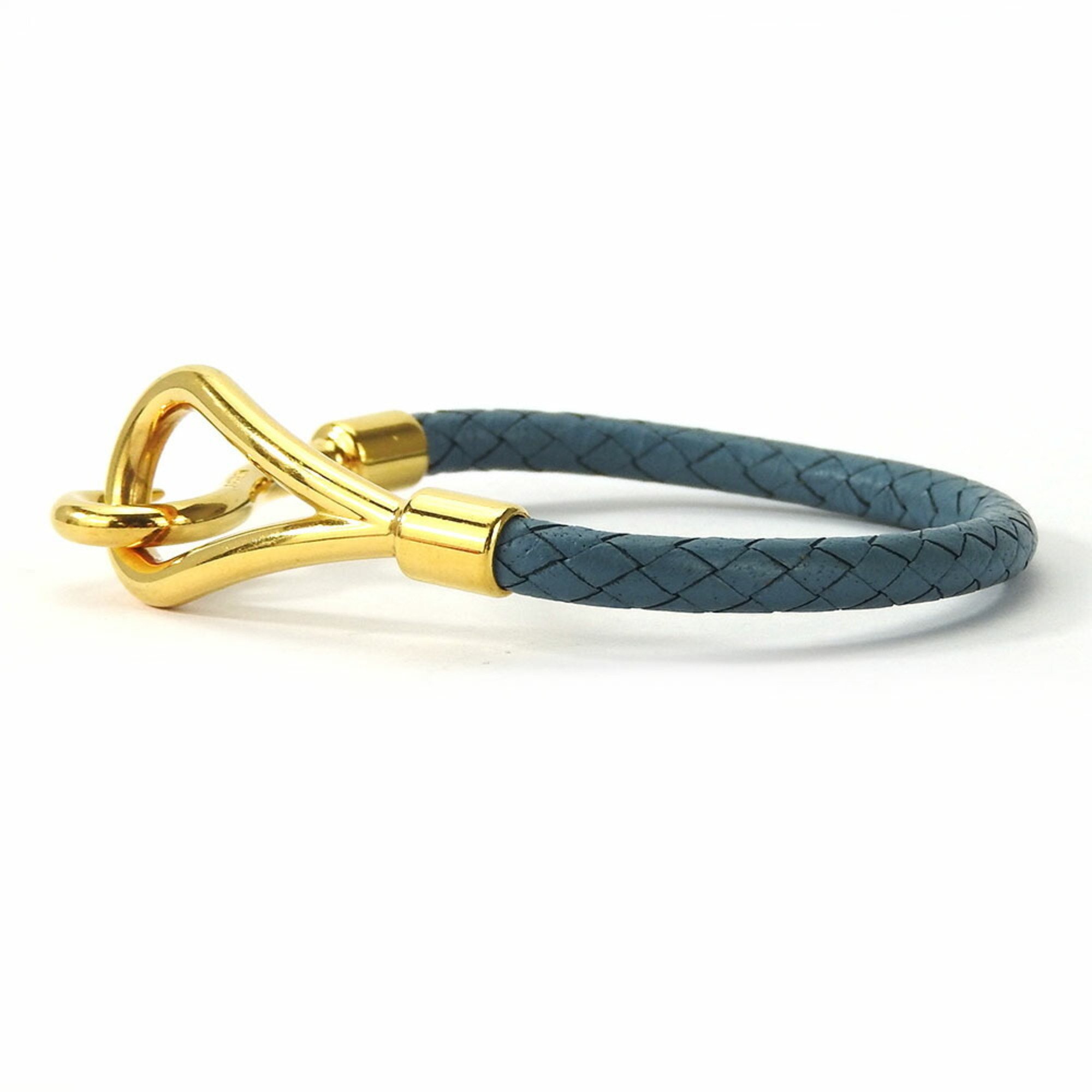 Hermes Bracelet Jumbo Leather Metal Blue GP Women's HERMES