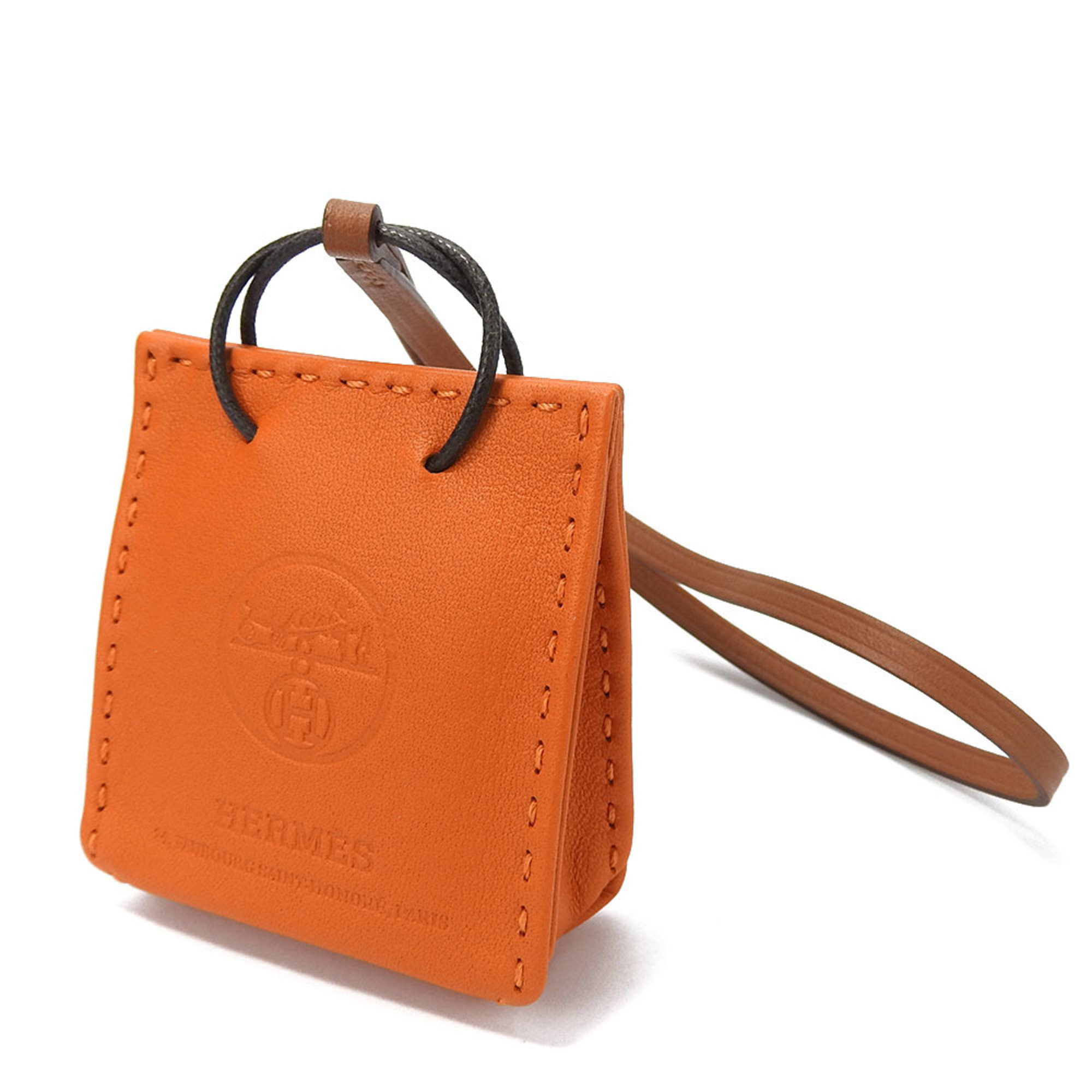 Hermes Bag Charm Sac Orange Anyomilo Y Engraved Shopper Accessories Women's HERMES