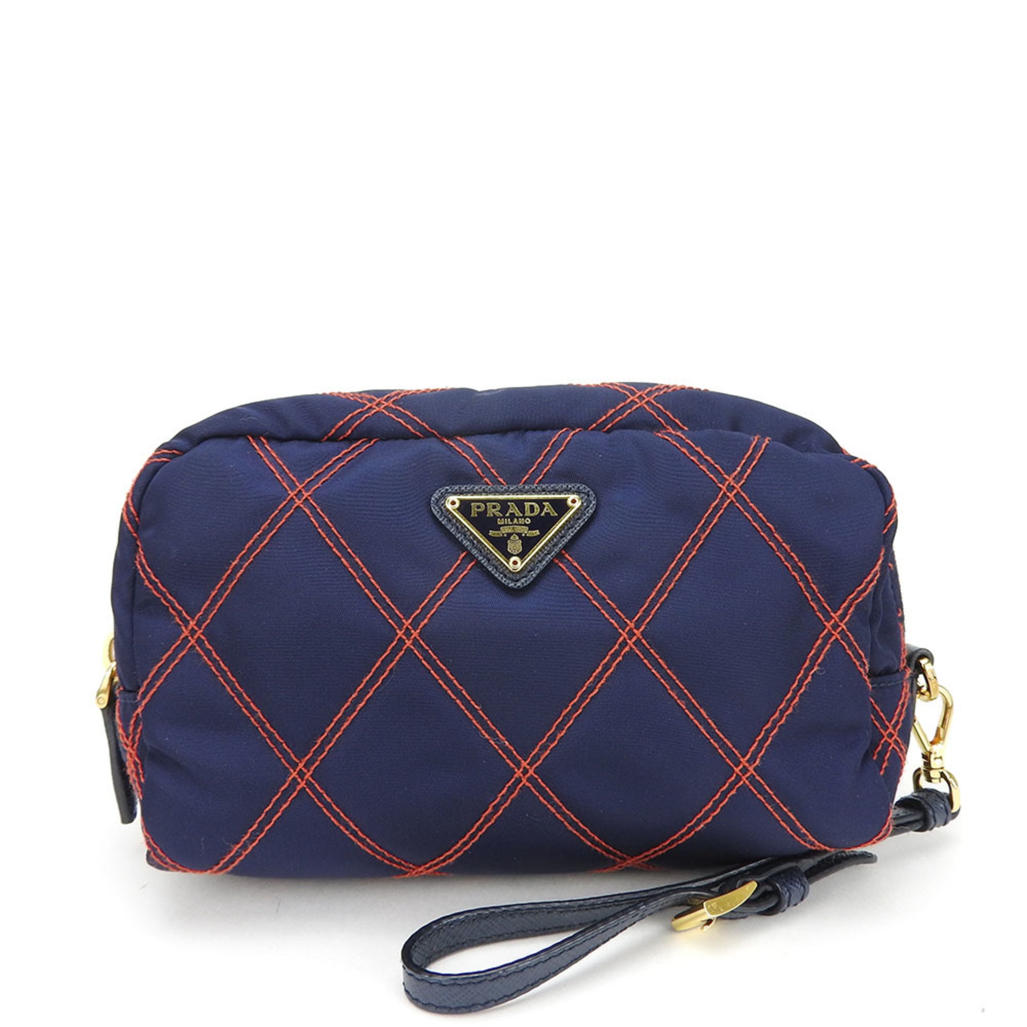 Prada 1NE005 Navy Red Quilted Nylon Ladies PRADA pouch