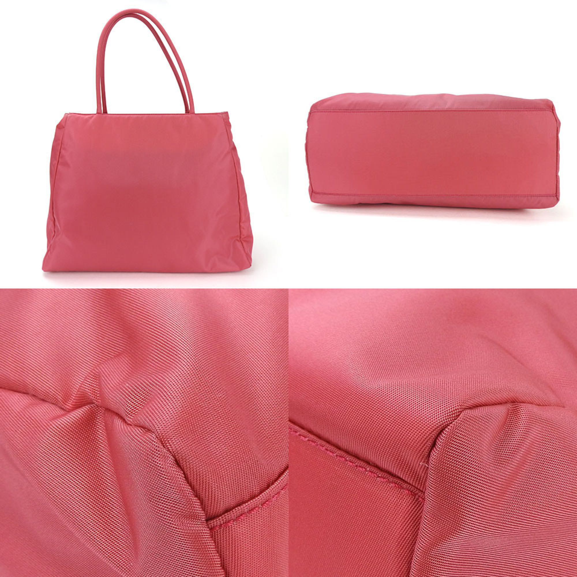 Prada handbag B3864 nylon pink triangular plate ladies PRADA peonia