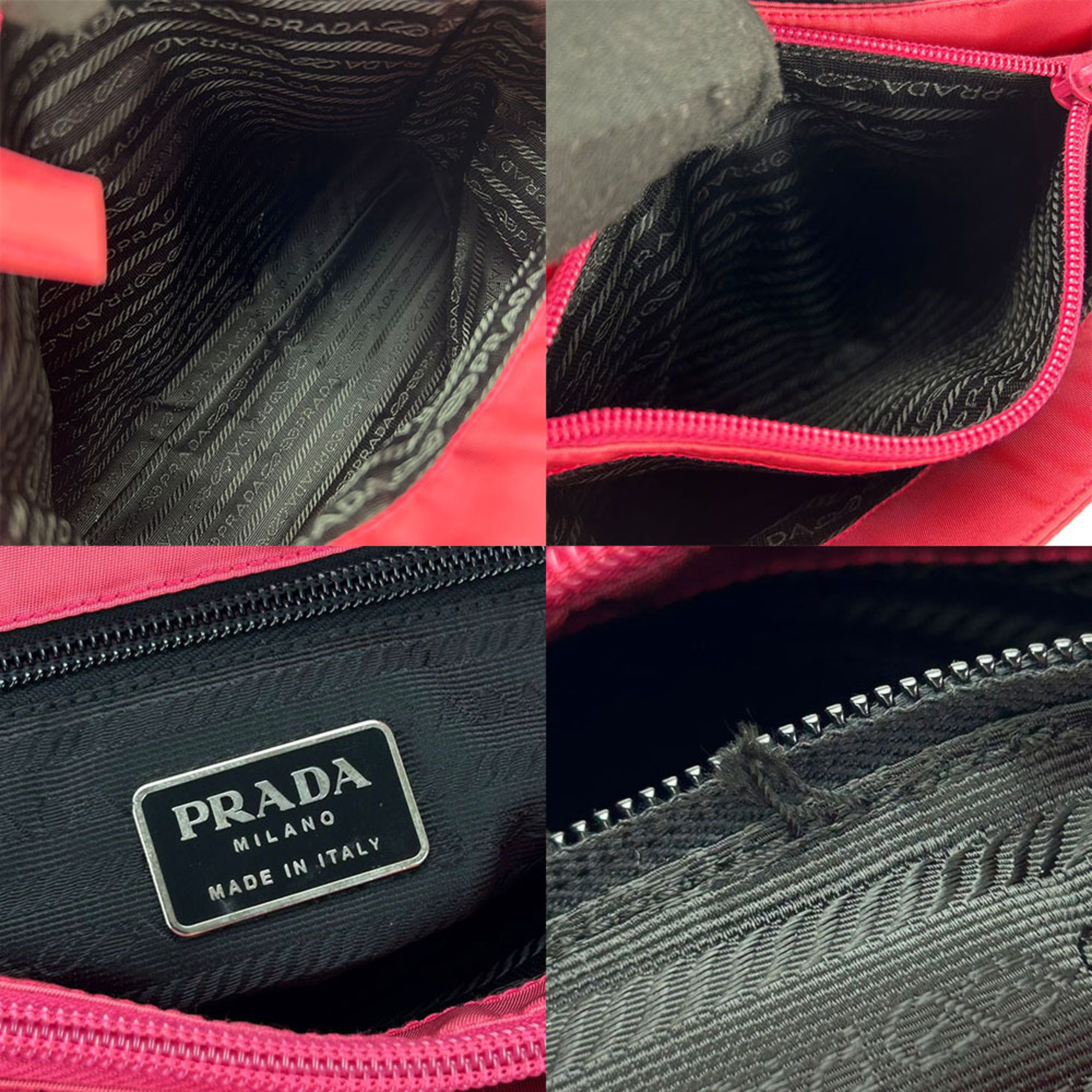 Prada handbag B3864 nylon pink triangular plate ladies PRADA peonia