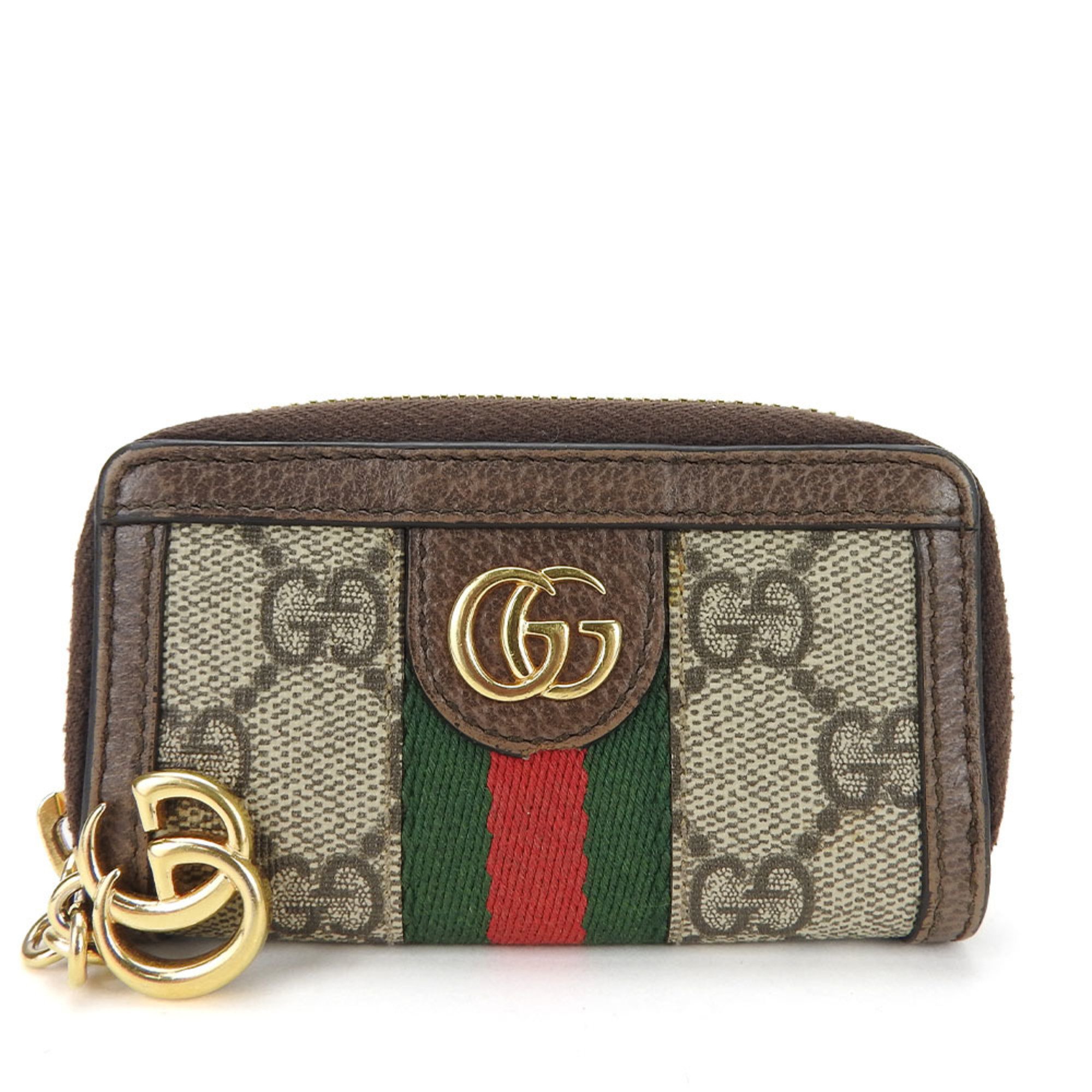 Gucci Key Case Offdia 523157 Sherry Line GG Supreme Canvas Leather Brown Ribbon Ring GUCCI