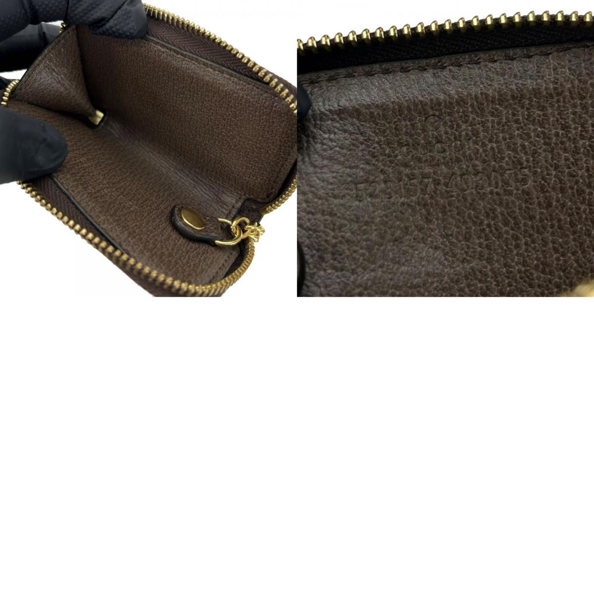 Gucci Key Case Offdia 523157 Sherry Line GG Supreme Canvas Leather Brown Ribbon Ring GUCCI