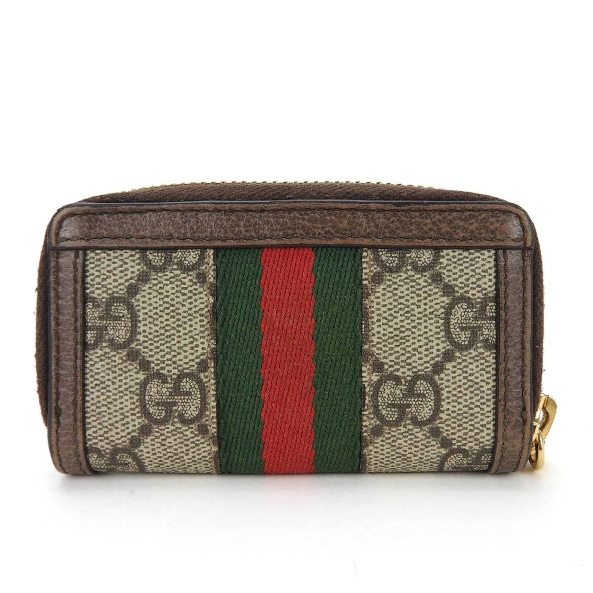 Gucci Key Case Offdia 523157 Sherry Line GG Supreme Canvas Leather Brown Ribbon Ring GUCCI