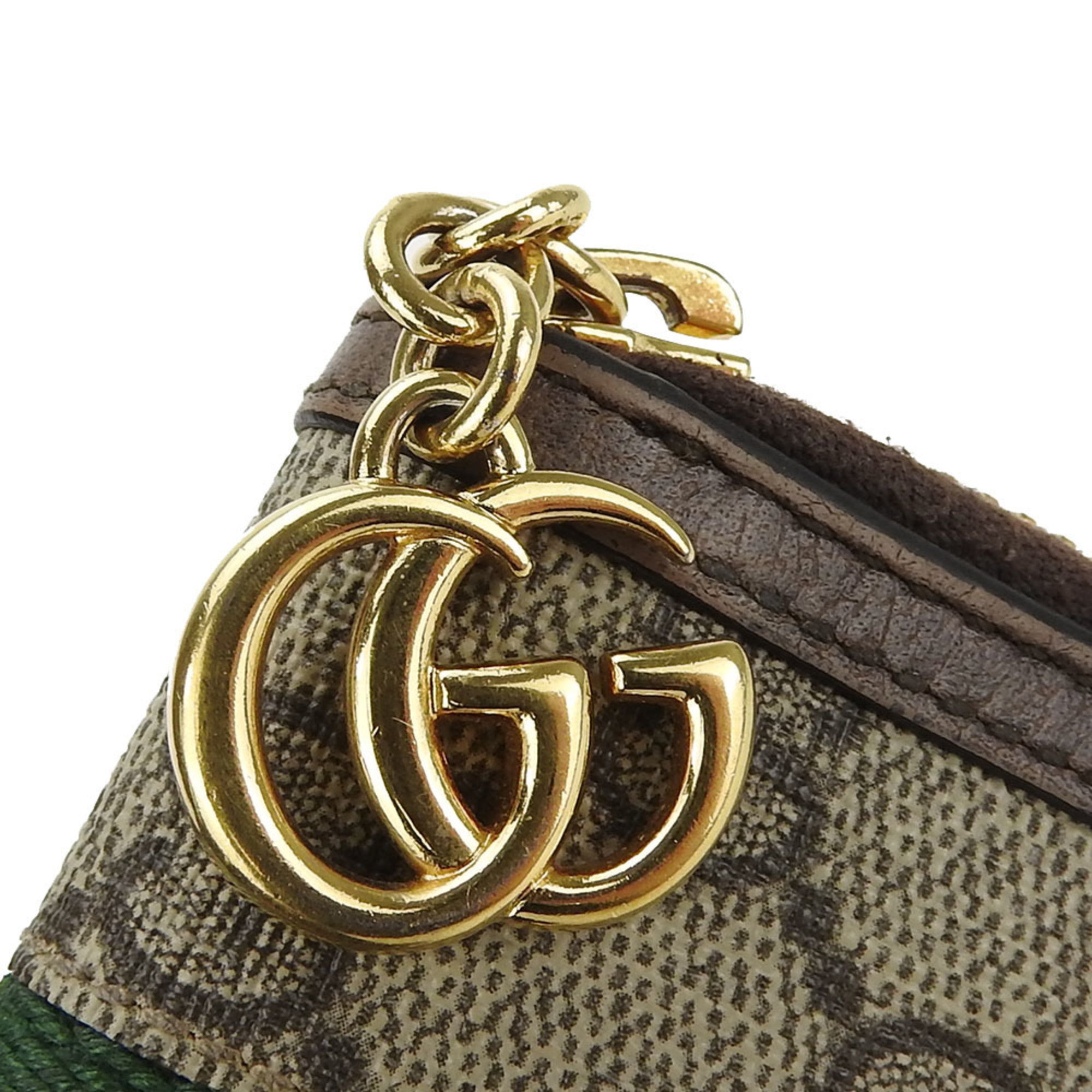 Gucci Key Case Offdia 523157 Sherry Line GG Supreme Canvas Leather Brown Ribbon Ring GUCCI