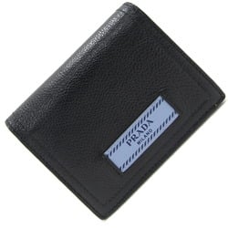 Prada Bifold Wallet 1MV204 Black Light Blue Leather Compact Men's Folding PRADA
