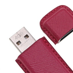 PRADA Keychain USB Memory 2ARA21 Pink Leather 4GB Keyring Bag Charm Ladies