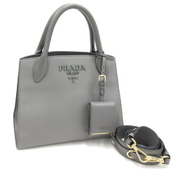 Prada Handbag 1BA156 Gray Calf Leather Women's PRADA