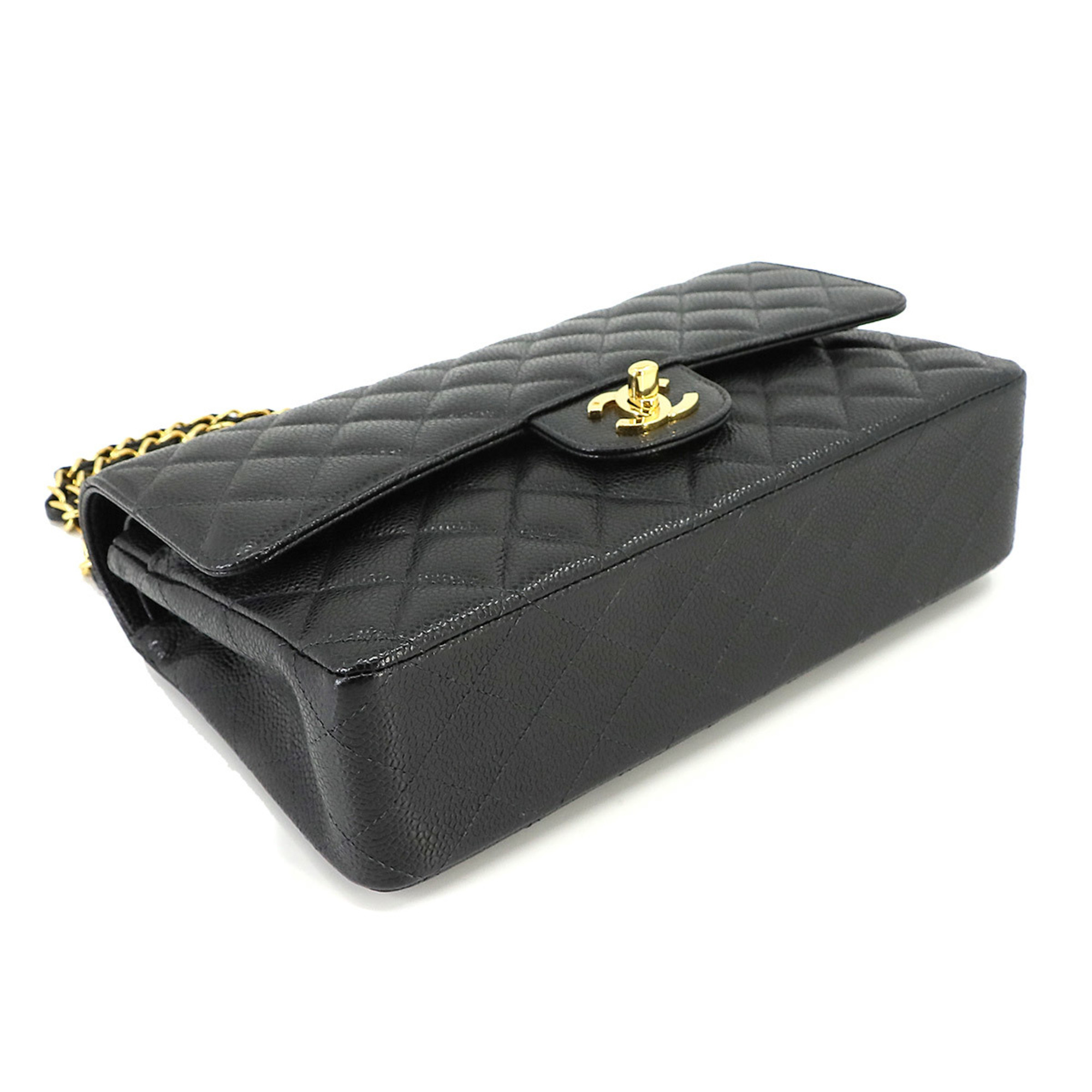 CHANEL Matelasse 25 Chain Shoulder Bag Caviar Skin Black A01112 Gold Hardware Coco Mark