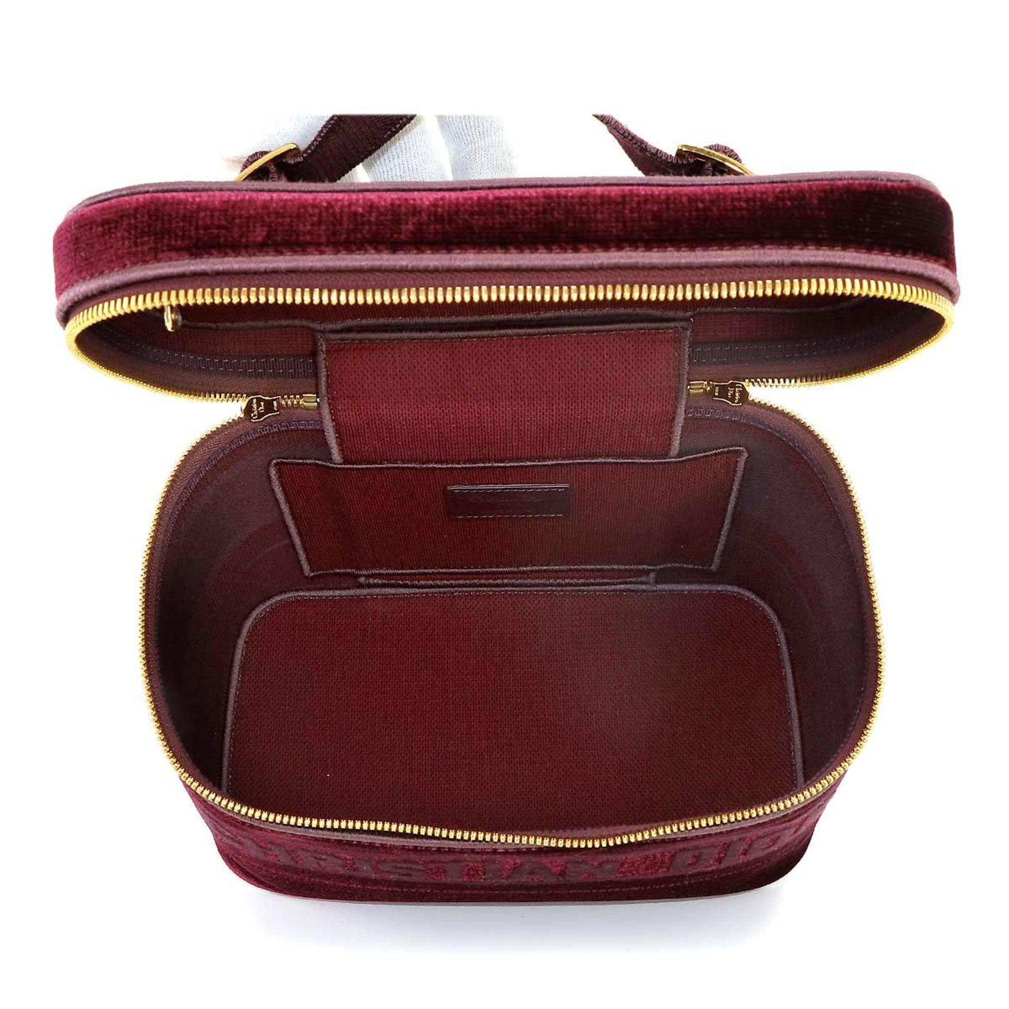 Christian Dior DIORTRAVEL Large Vanity Hand Bag Velvet Bordeaux Case