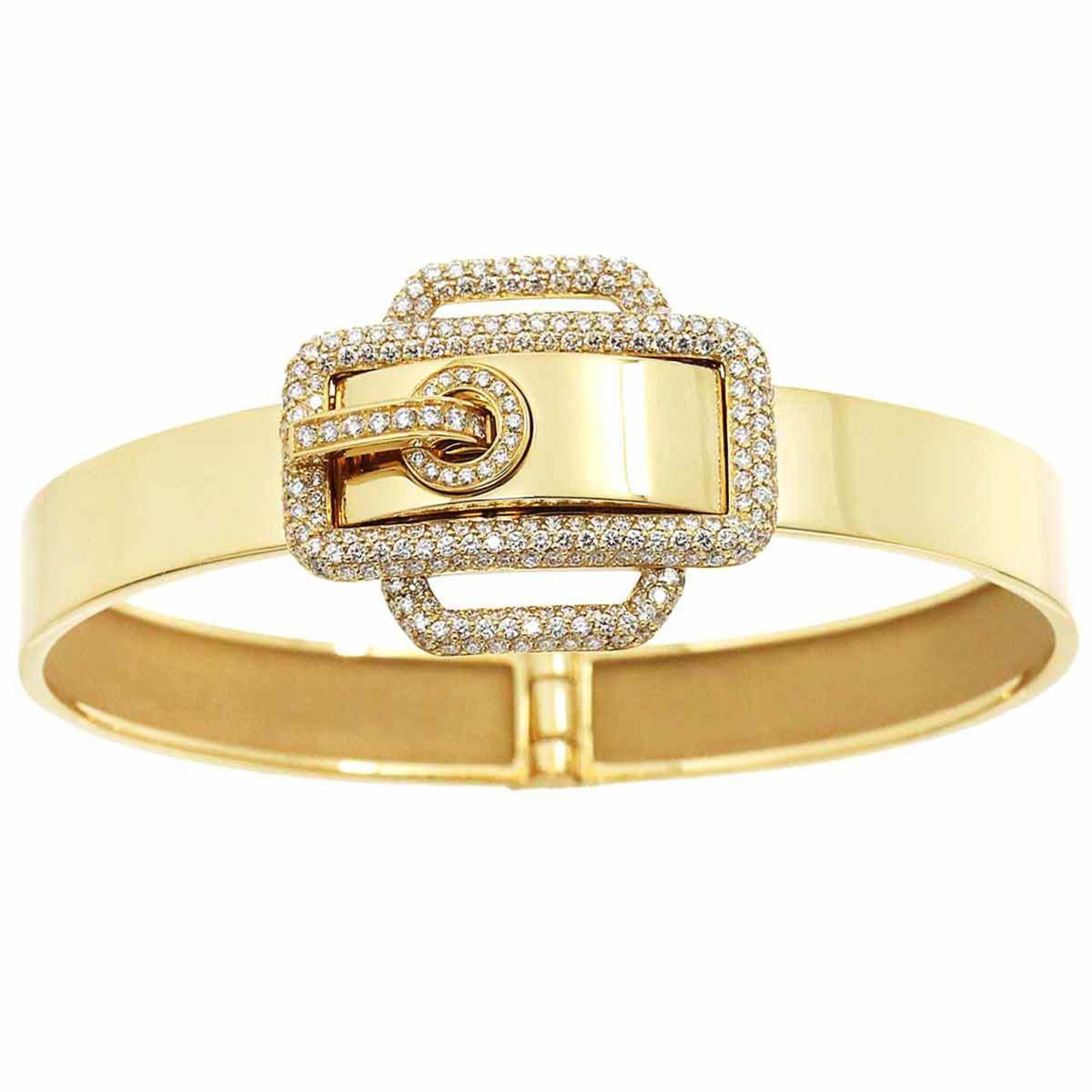 HERMES Suntulle Diamond 1.59ct Bracelet 16cm K18 YG Yellow Gold 750 Bangle