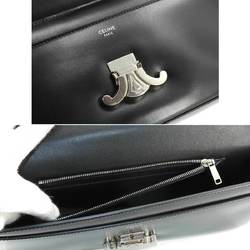 Celine CELINE Triomphe Chain Shoulder Bag Leather Black 197413BF4 Silver Hardware