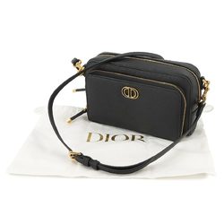 Christian Dior Caro Double Pouch Shoulder Bag Leather Black S7431UBAE