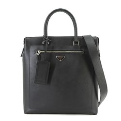 PRADA Saffiano 2way tote shoulder bag leather black 2VG046 silver metal fittings Tote Shoulder Bag