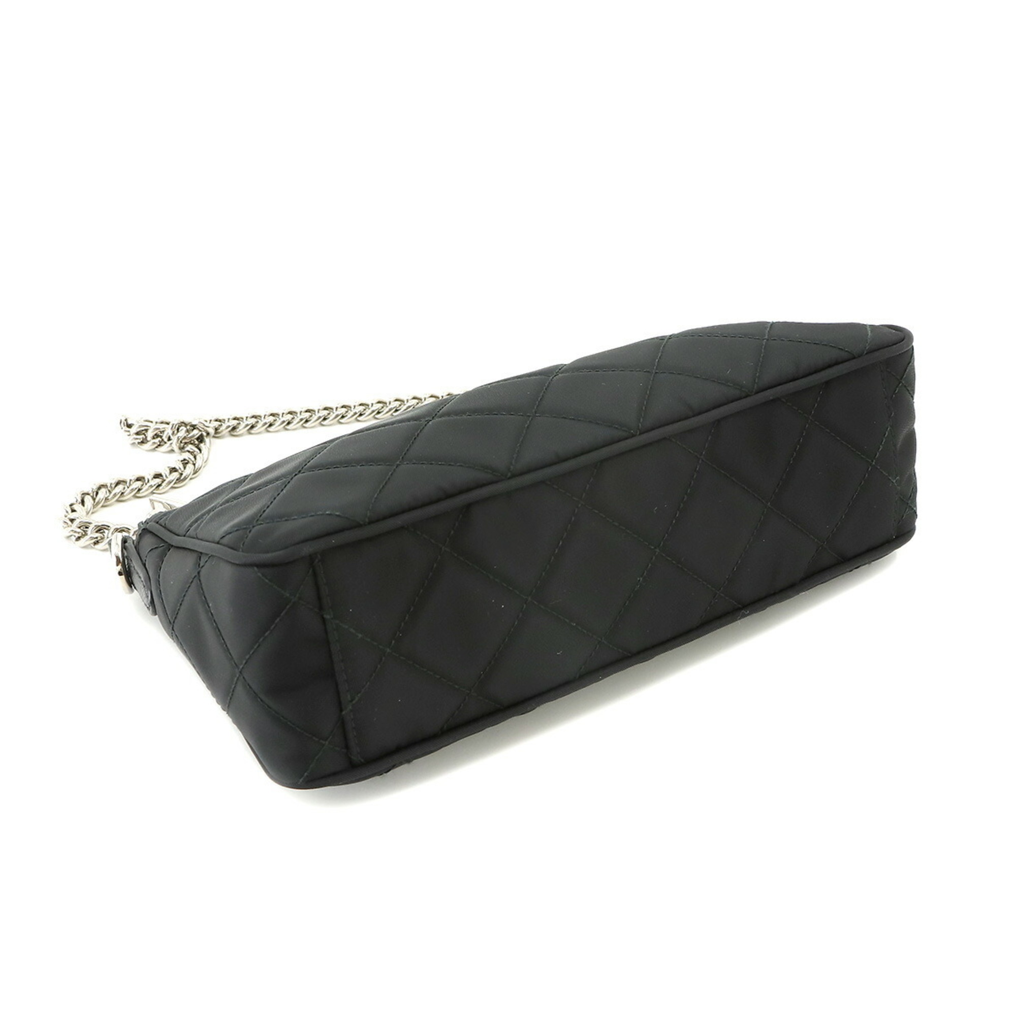 Prada PRADA 2way chain hand shoulder bag nylon black 1BH026 silver metal fittings Hand Shoulder Bag