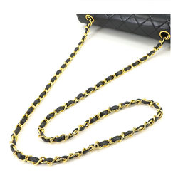 CHANEL Matelasse Chain Shoulder Bag Leather Black Gold Hardware