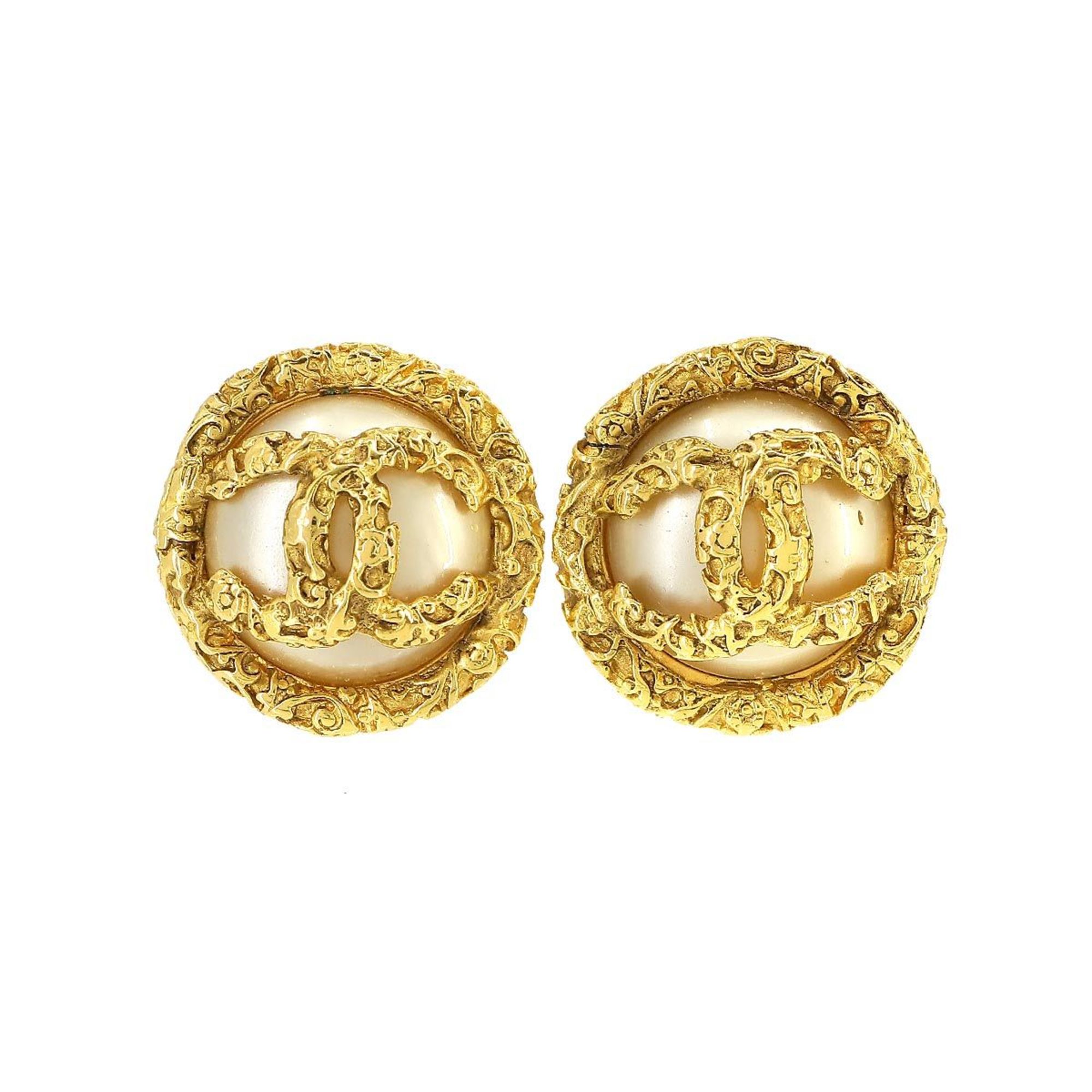 CHANEL Cocomark Lava Earrings White Gold 93A Earring