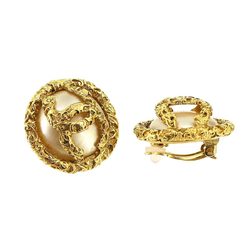 CHANEL Cocomark Lava Earrings White Gold 93A Earring