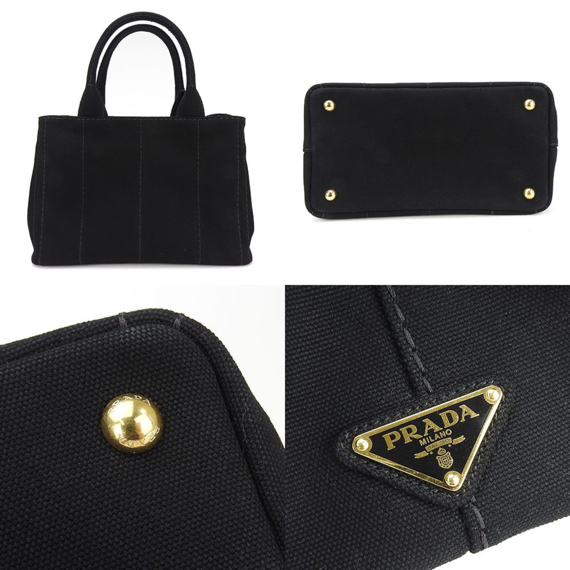 Prada handbag shoulder Canapa 1BG439 canvas black ladies PRADA hand bag