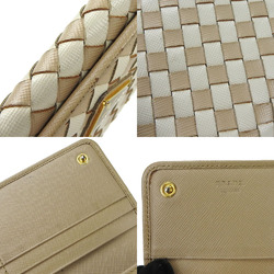 Prada long wallet bi-fold 1M1132 leather beige accessories ladies PRADA intreccio color