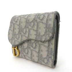 Christian Dior Trifold Wallet Trotter Canvas Leather Gray Compact Accessory Women's