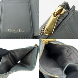 Christian Dior Trifold Wallet Trotter Canvas Leather Gray Compact Accessory Women's