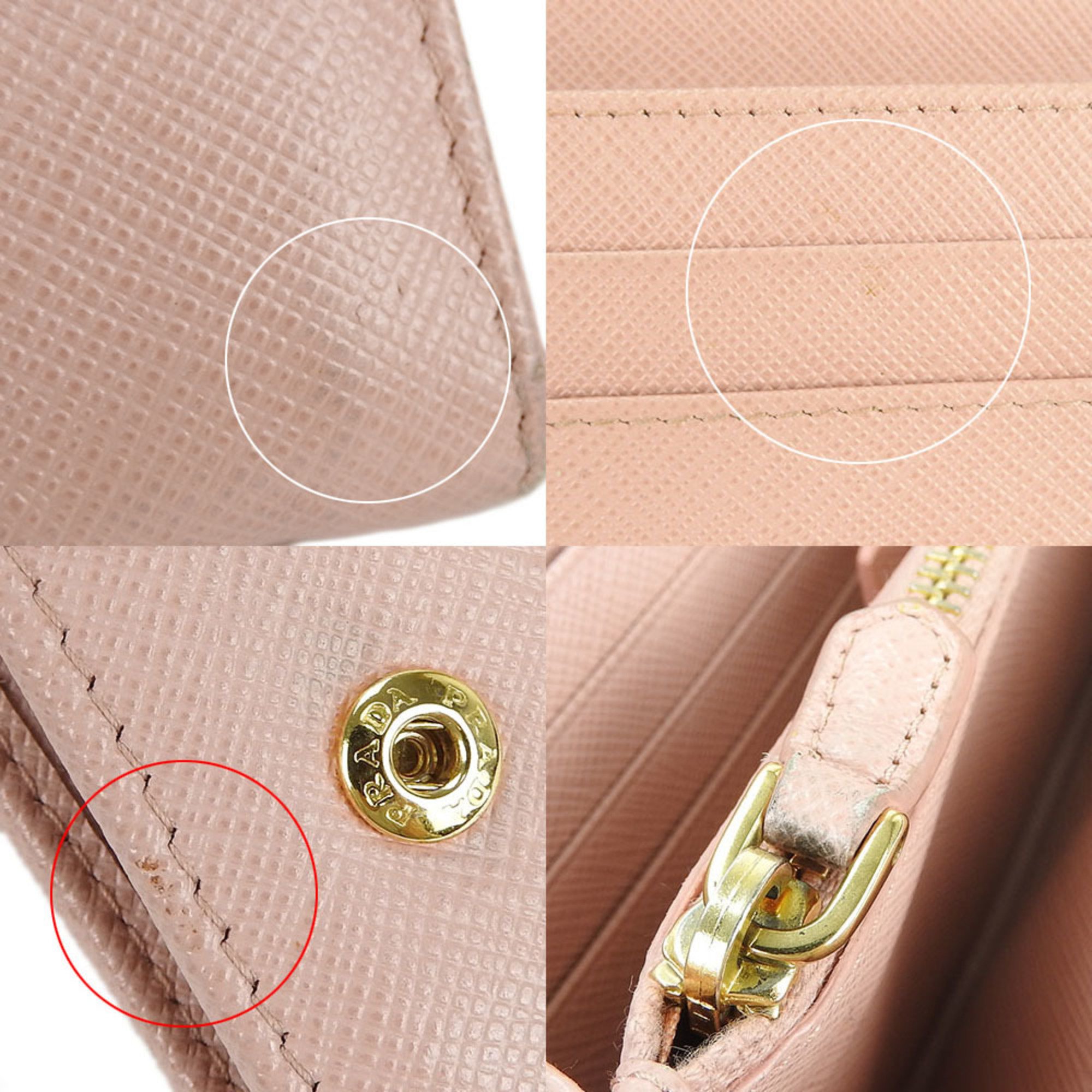 Prada long wallet bi-fold 1MH132 Saffiano leather light pink ladies accessories PRADA saffiano