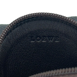 LOEWE Wallet/Coin Case Leather Brown Anagram Accessory Round Women's Men's