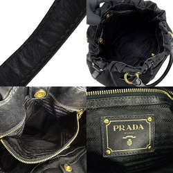 Prada handbag shoulder nylon leather black ladies PRADA